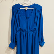 Robe bleue - manche longue - col en V - H&M - Taille Medium