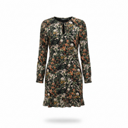 Robe noire et fleurie, courte, manches longues / Scotch & Soda / Taille small
