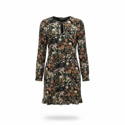 Robe noire et fleurie, courte, manches longues / Scotch & Soda / Taille small