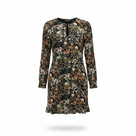 Robe noire et fleurie, courte, manches longues / Scotch & Soda / Taille small