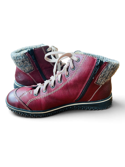 Bottes cuir rouge / Rieker / taille 8