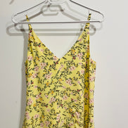 Camisole florale jaune soleil - imprimé fleurs roses - bretelles fines - encolure V - Taille XS - RW&CO