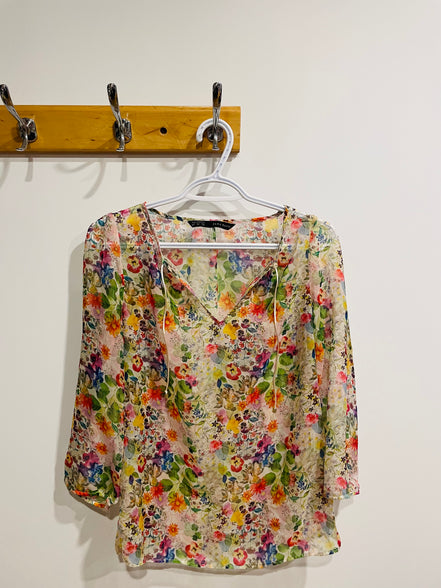 Floral sheer top XS - Zara