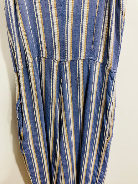 Jumpsuit rayé bleu avec poches et bretelles ajustables- Ananas Banana - taille médium