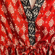 Jumpsuit rouge Parisian - imprimé géométrique - col V brodé - manches longues - Grandeur 12