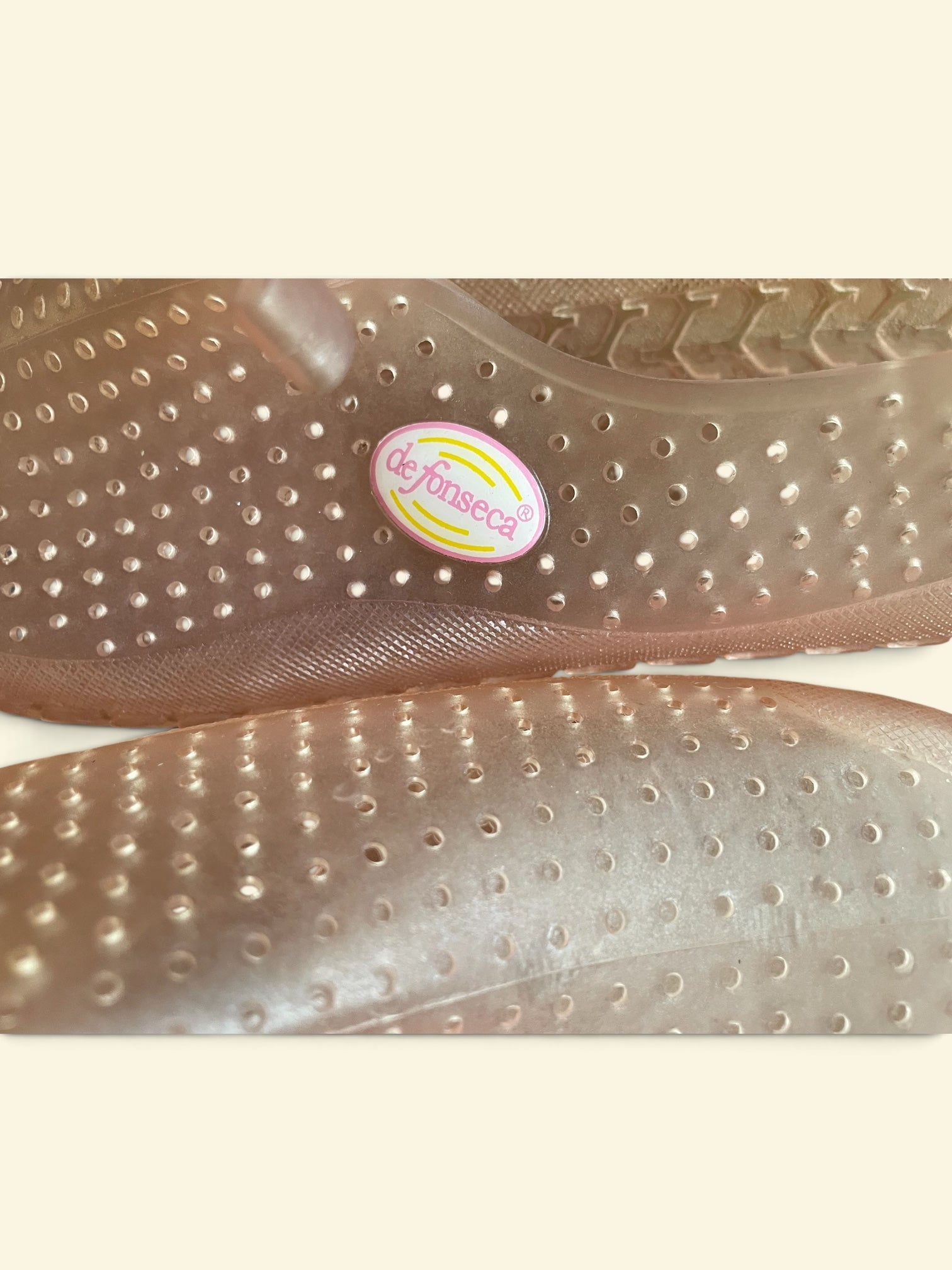 Souliers slip-on en gelée rose pale / vintage / taille 7,5