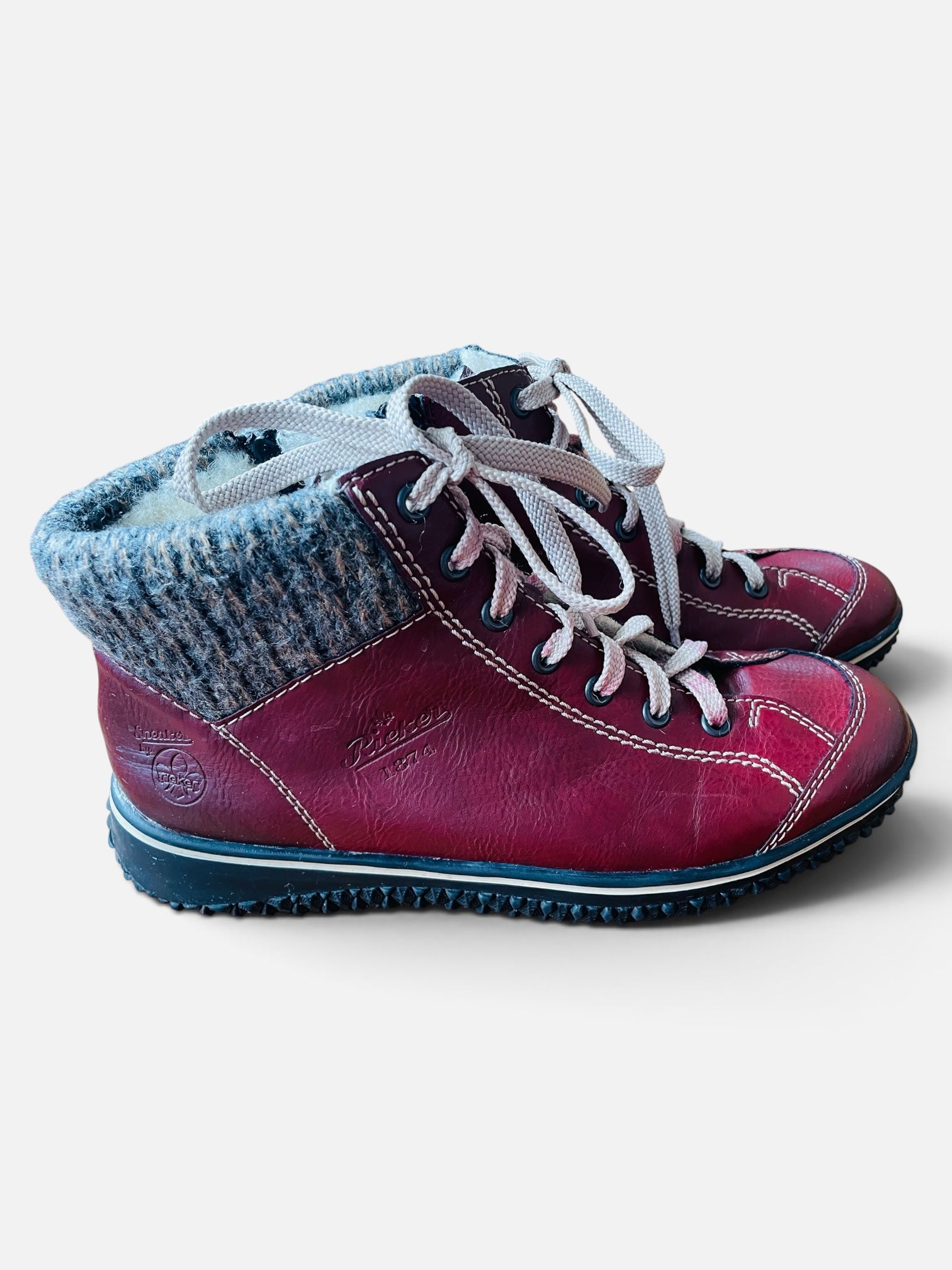 Bottes cuir rouge / Rieker / taille 8