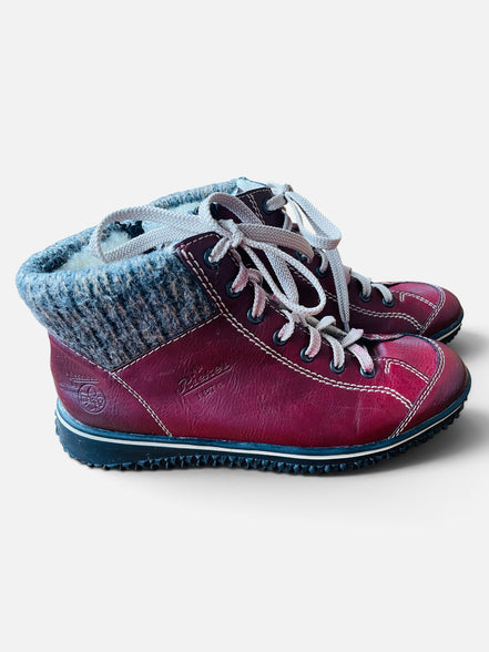 Bottes cuir rouge / Rieker / taille 8