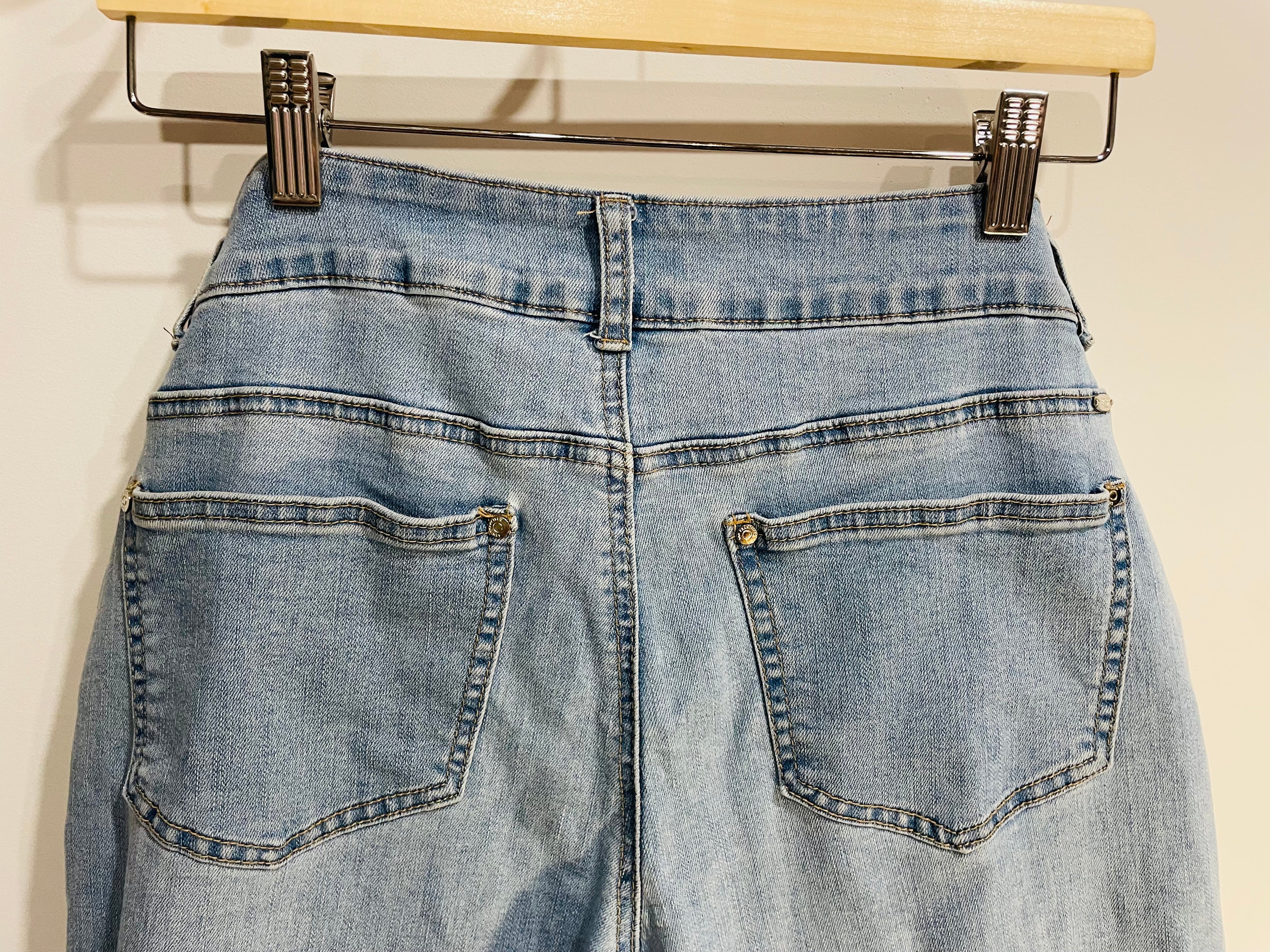Jeans jambe large, bas effiloché / San Francisco / Taille 7