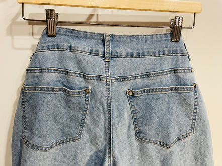 Jeans jambe large, bas effiloché / San Francisco / Taille 7