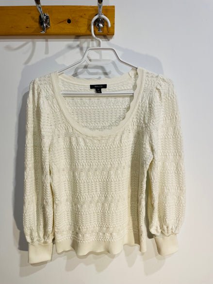 Chandail manches longues, blanc aspect dentelle / RW&CO / taille small