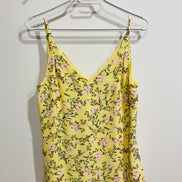 Camisole florale jaune soleil - imprimé fleurs roses - bretelles fines - encolure V - Taille XS - RW&CO