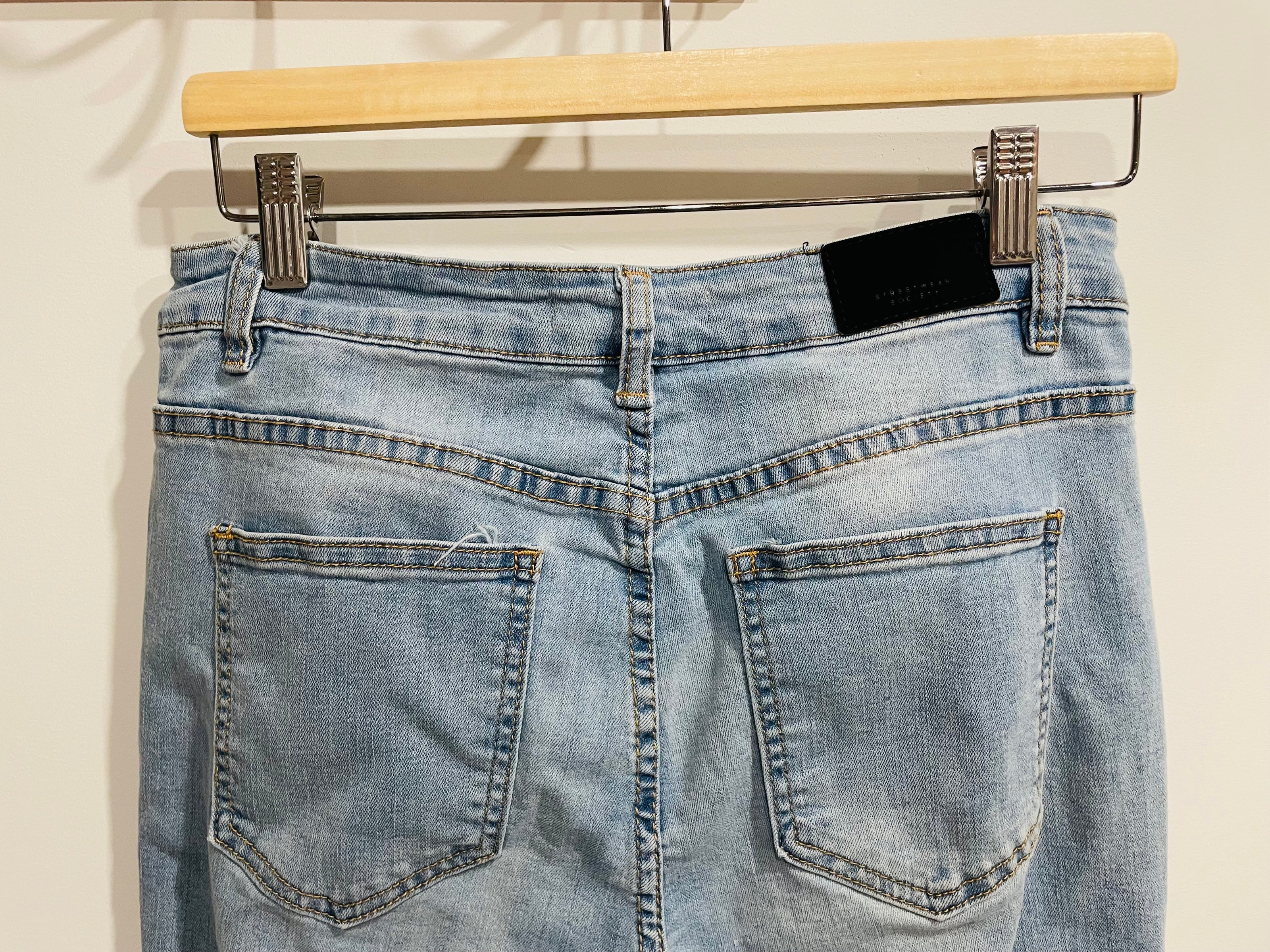 Jeans skinny taille haute broderies florales - Streetwear society - Taille 7