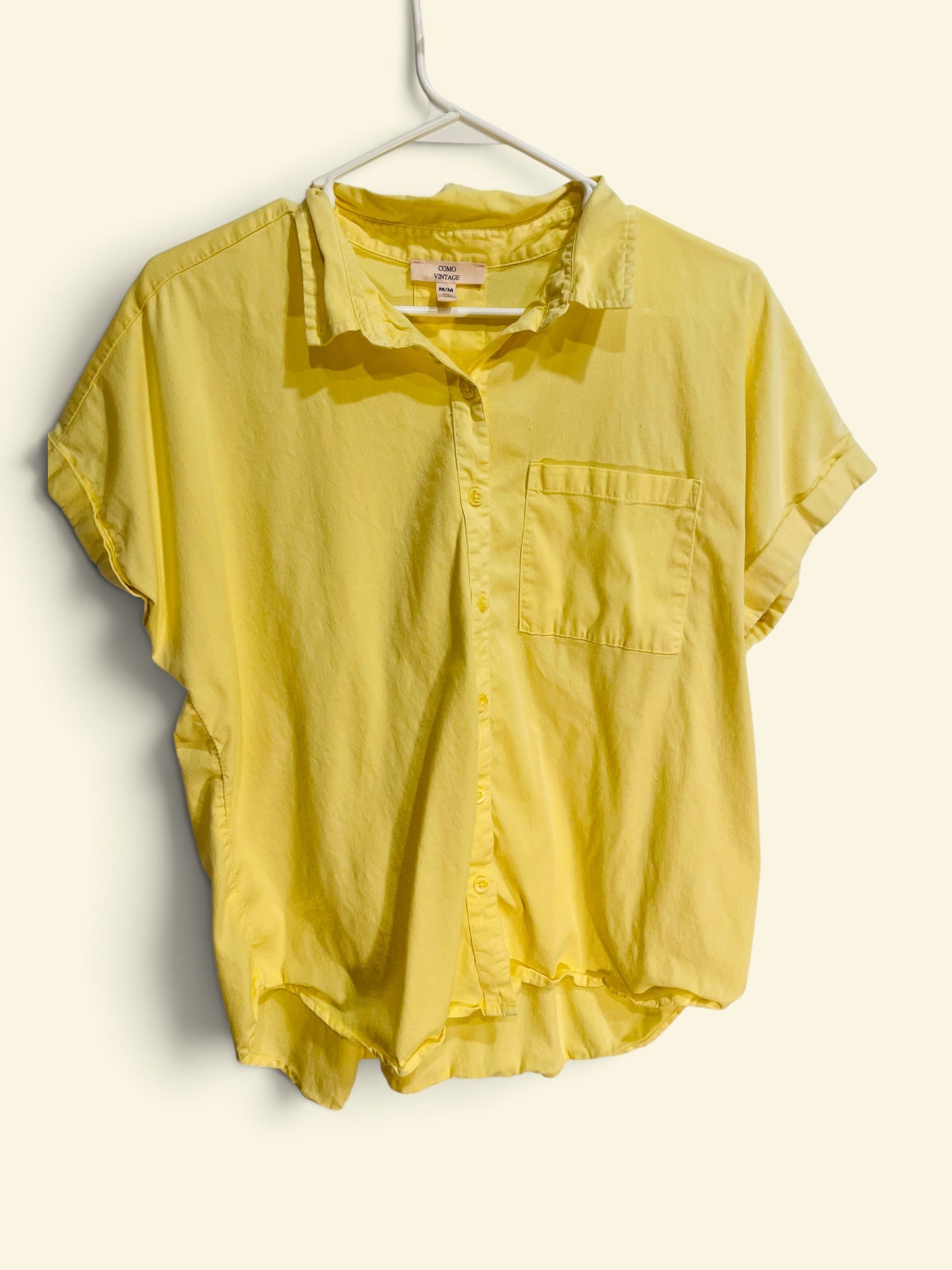 Chemise jaune manches courtes / Como vintage / taille médium