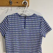 Chandail manches courtes, motifs géométriques bleus et blancs - Twik Simons - Taille Medium