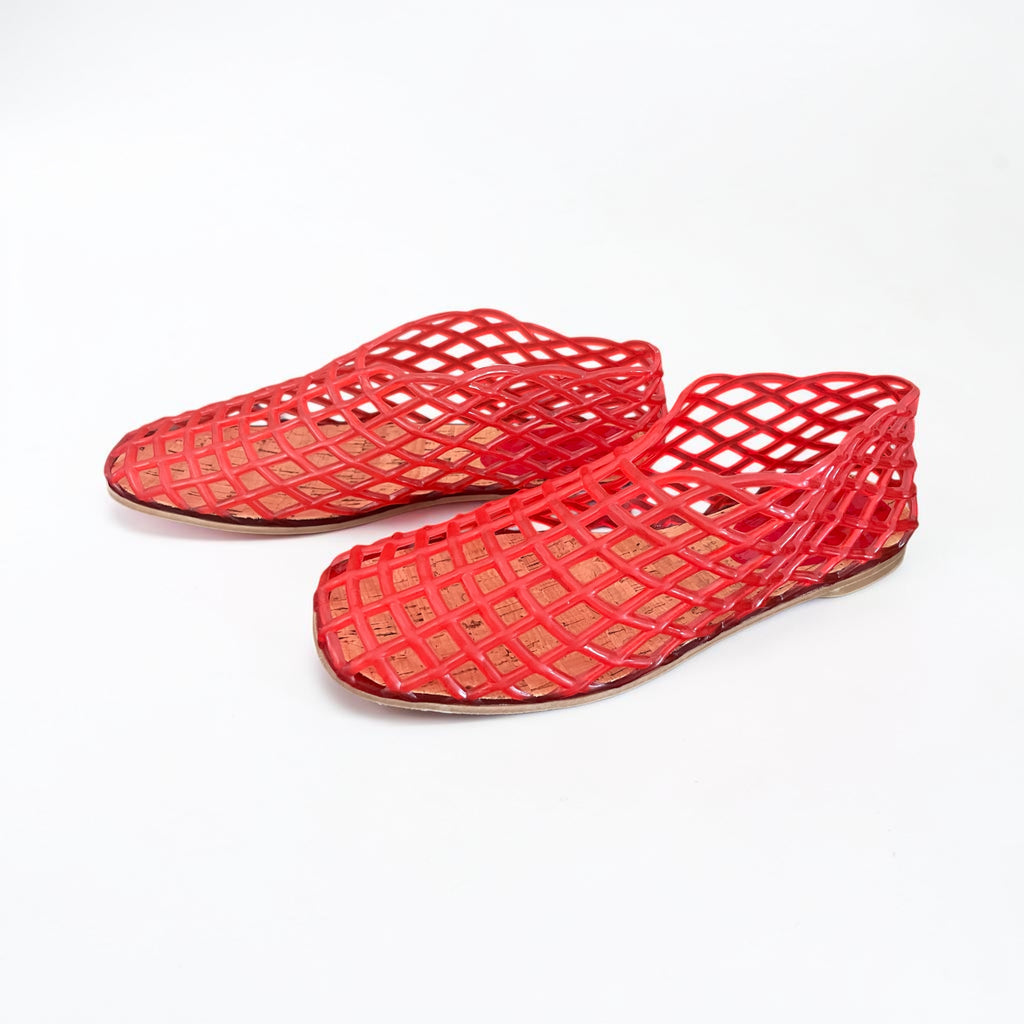 Souliers treillis plastique rouge / taille 7
