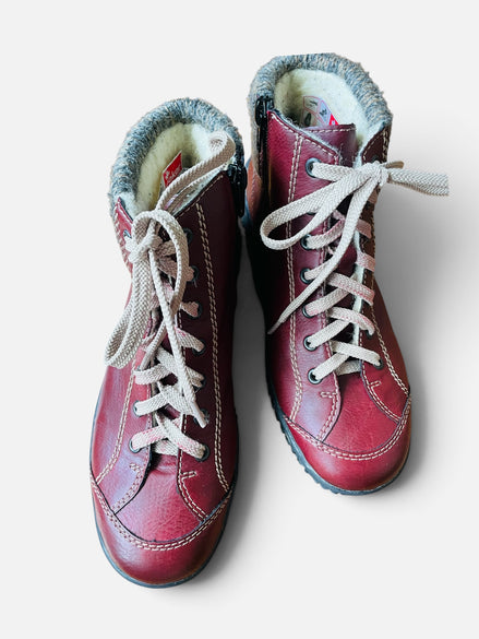 Bottes cuir rouge / Rieker / taille 8
