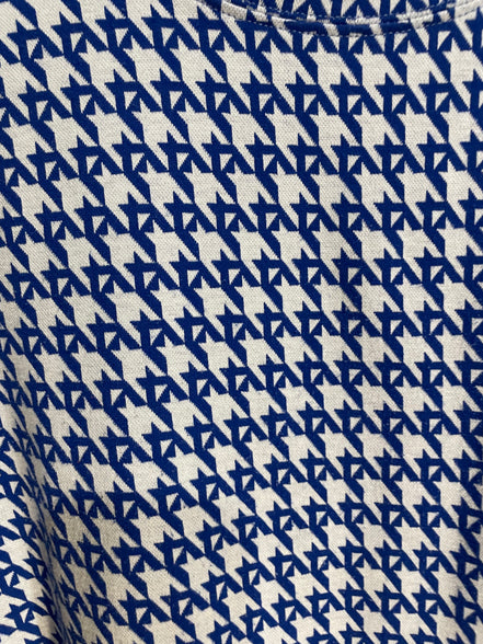Chandail manches courtes, motifs géométriques bleus et blancs - Twik Simons - Taille Medium