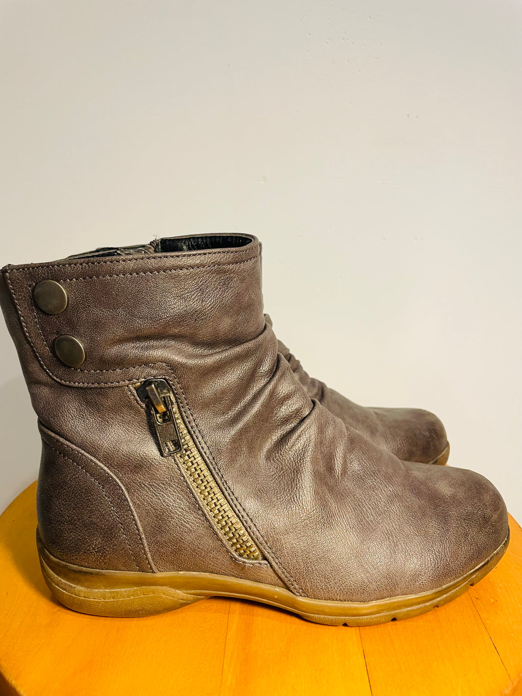 Bottes courtes cuir brun / Perfecto / taille 7 femme