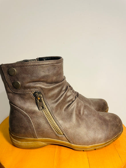 Bottes courtes cuir brun / Perfecto / taille 7 femme