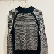 Chandail tricot manches longues noire et blanc - Liz Clairborne - Taille Medium