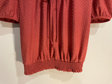 Chandail manches courtes rose texturé picots - W5 - Taille Small