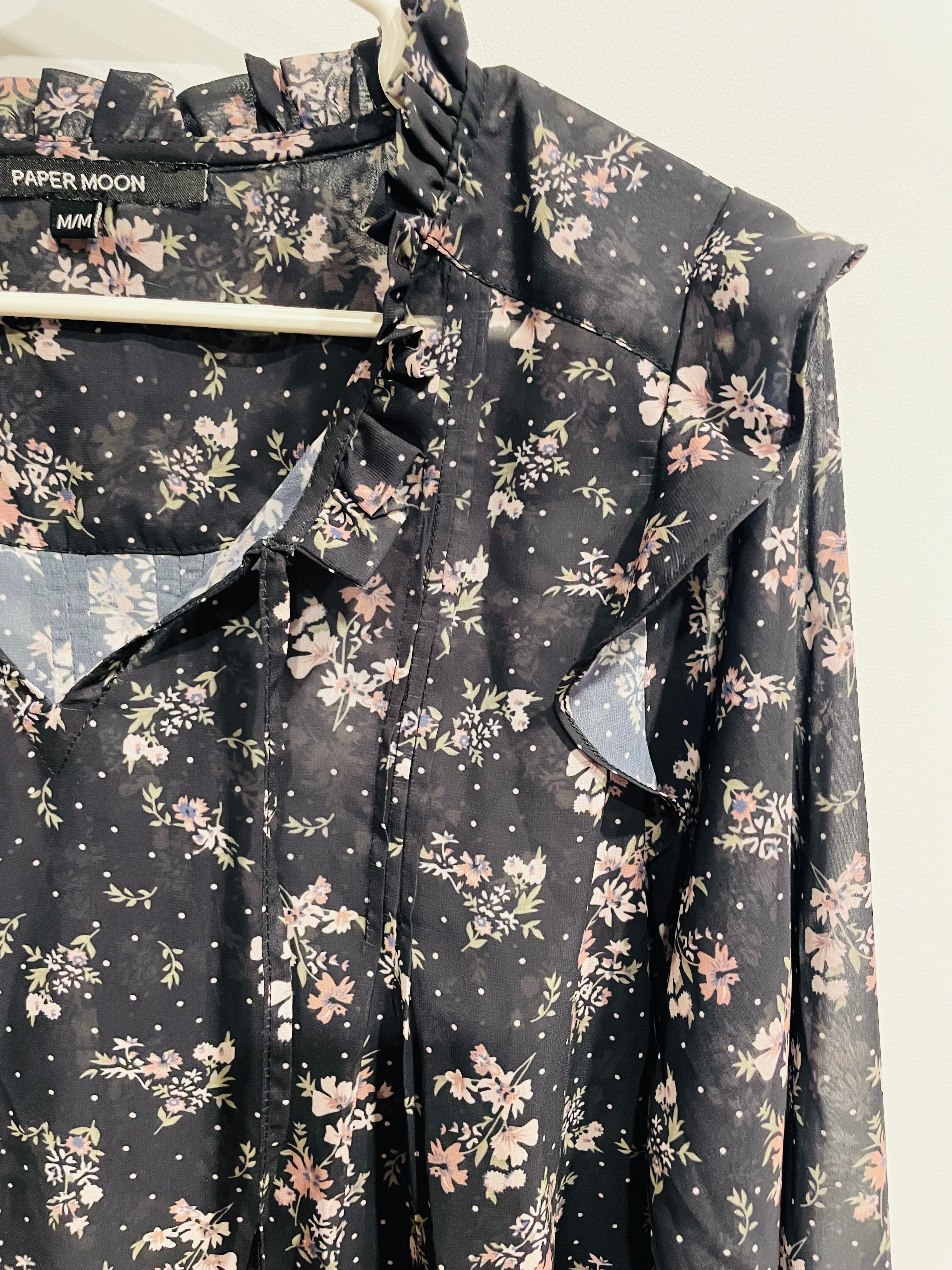 Blouse légère motif floral et manches longues - Paper Moon - taille médium