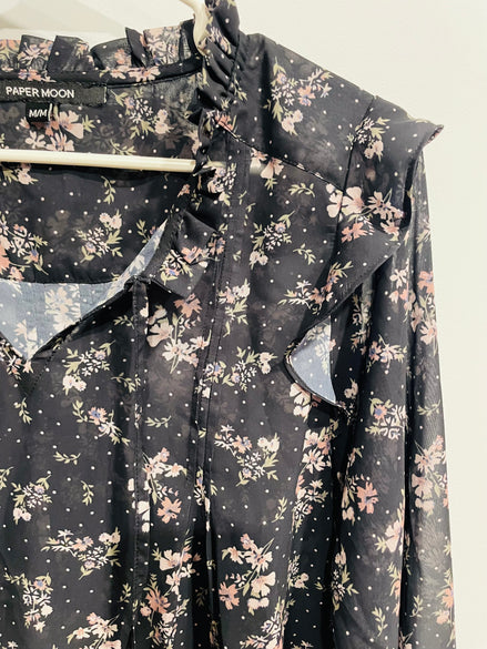 Blouse légère motif floral et manches longues - Paper Moon - taille médium