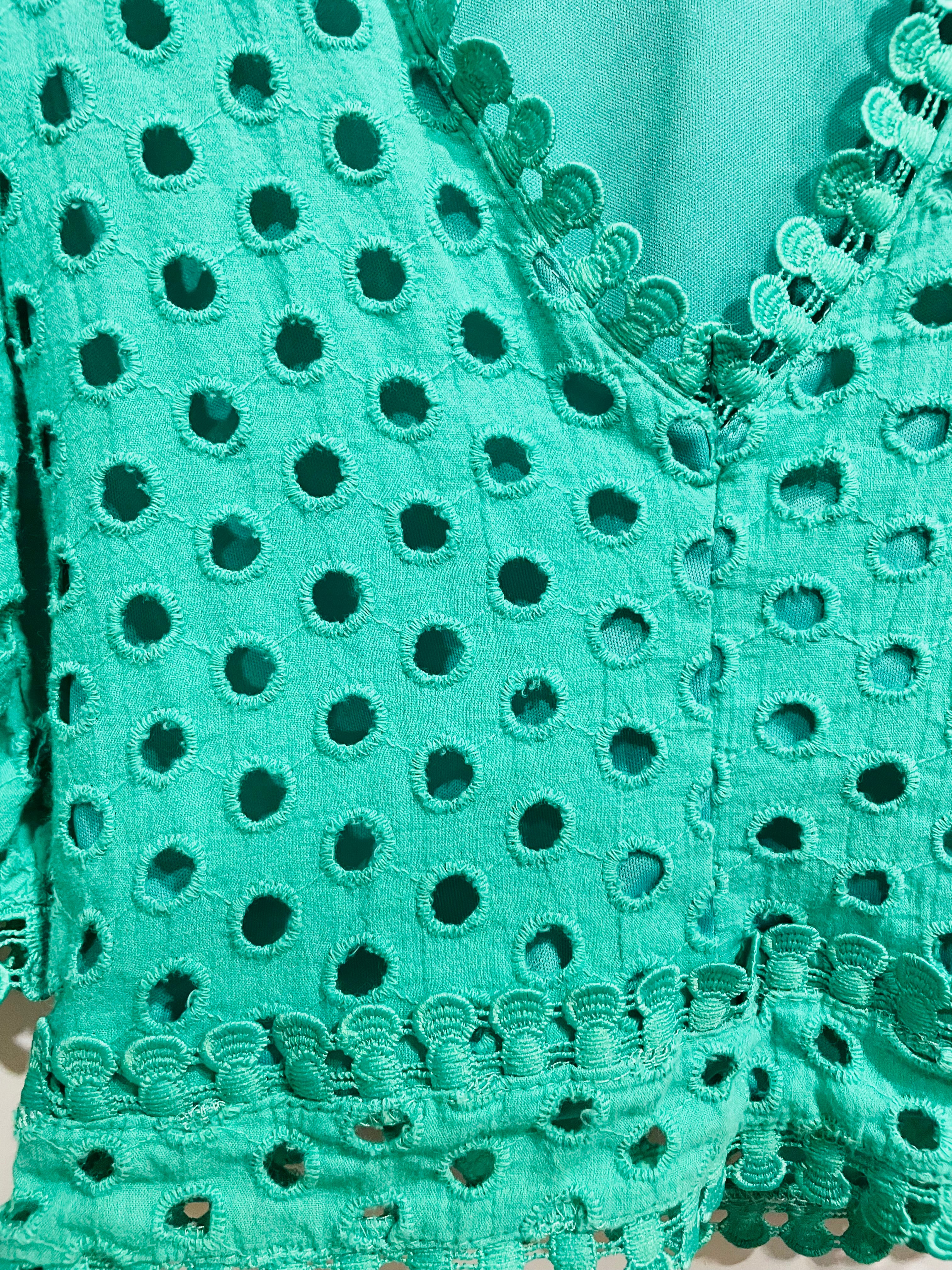 Haut crop top vert dentelle manches 3/4 - Miss Mia Mia - taille small
