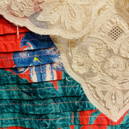 Robe fleurie vintage - col dentelle et dos ouvert - Taille Small