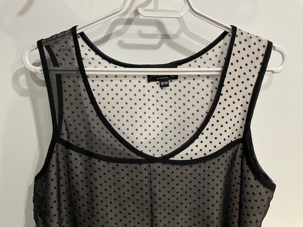 Camisole noire et blanche avec voilage / Marie C / Taille medium