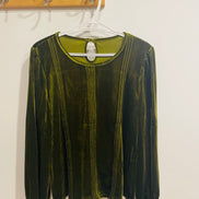 Chandail velours vert manches longues - Taille large