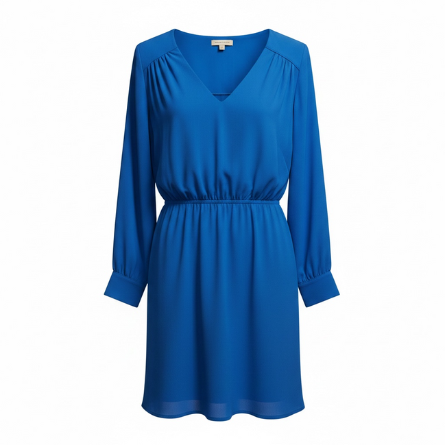 Robe bleue - manche longue - col en V - H&M - Taille Medium