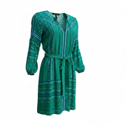 Robe verte avec fleurs et motifs bleus / BCBG MAXAZRIA / Taille XS