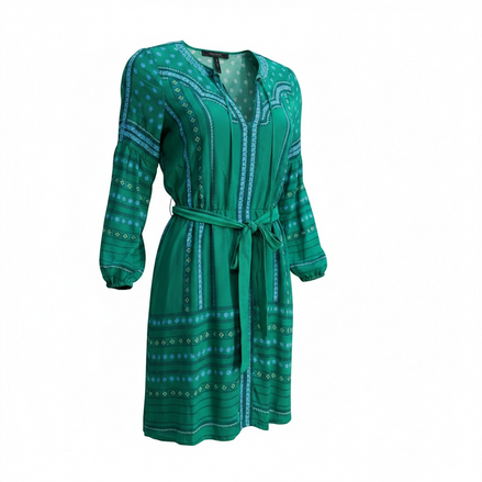 Robe verte avec fleurs et motifs bleus / BCBG MAXAZRIA / Taille XS