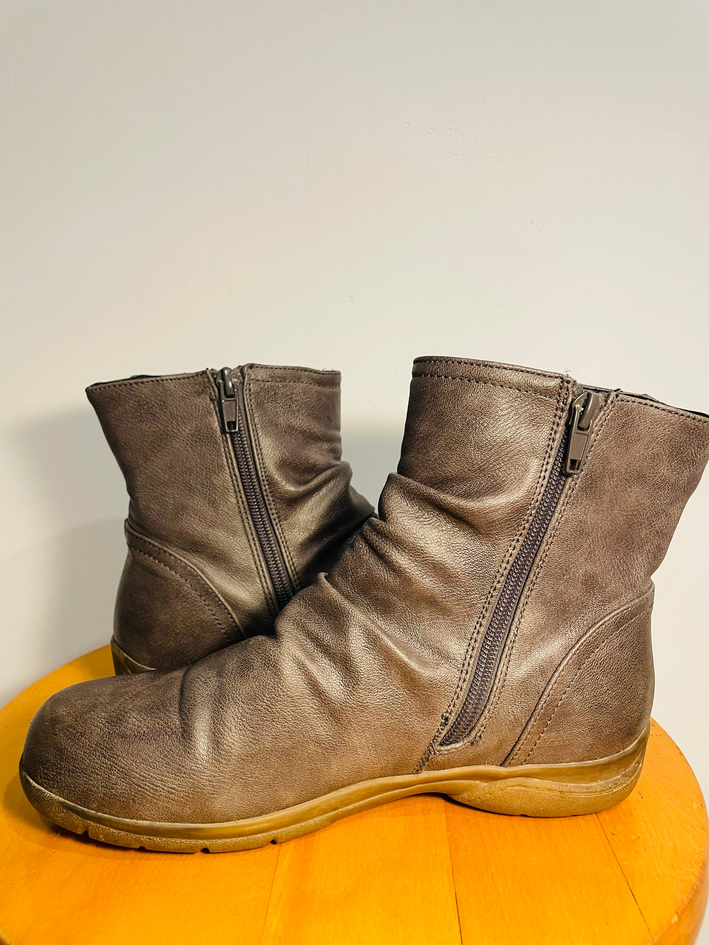 Bottes courtes cuir brun / Perfecto / taille 7 femme