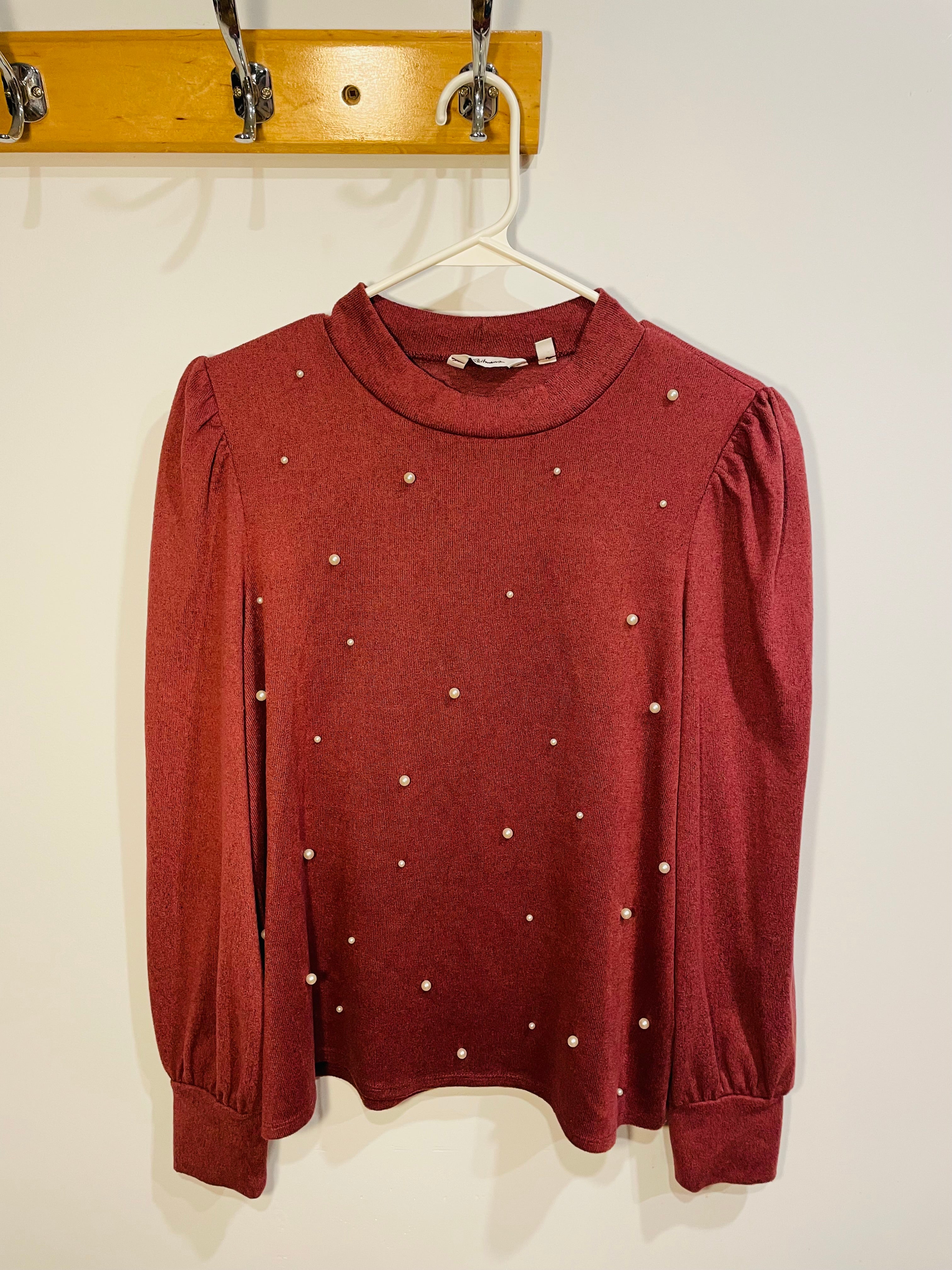 Chandail rose et perles / manches longues / Reitmans / taille Medium