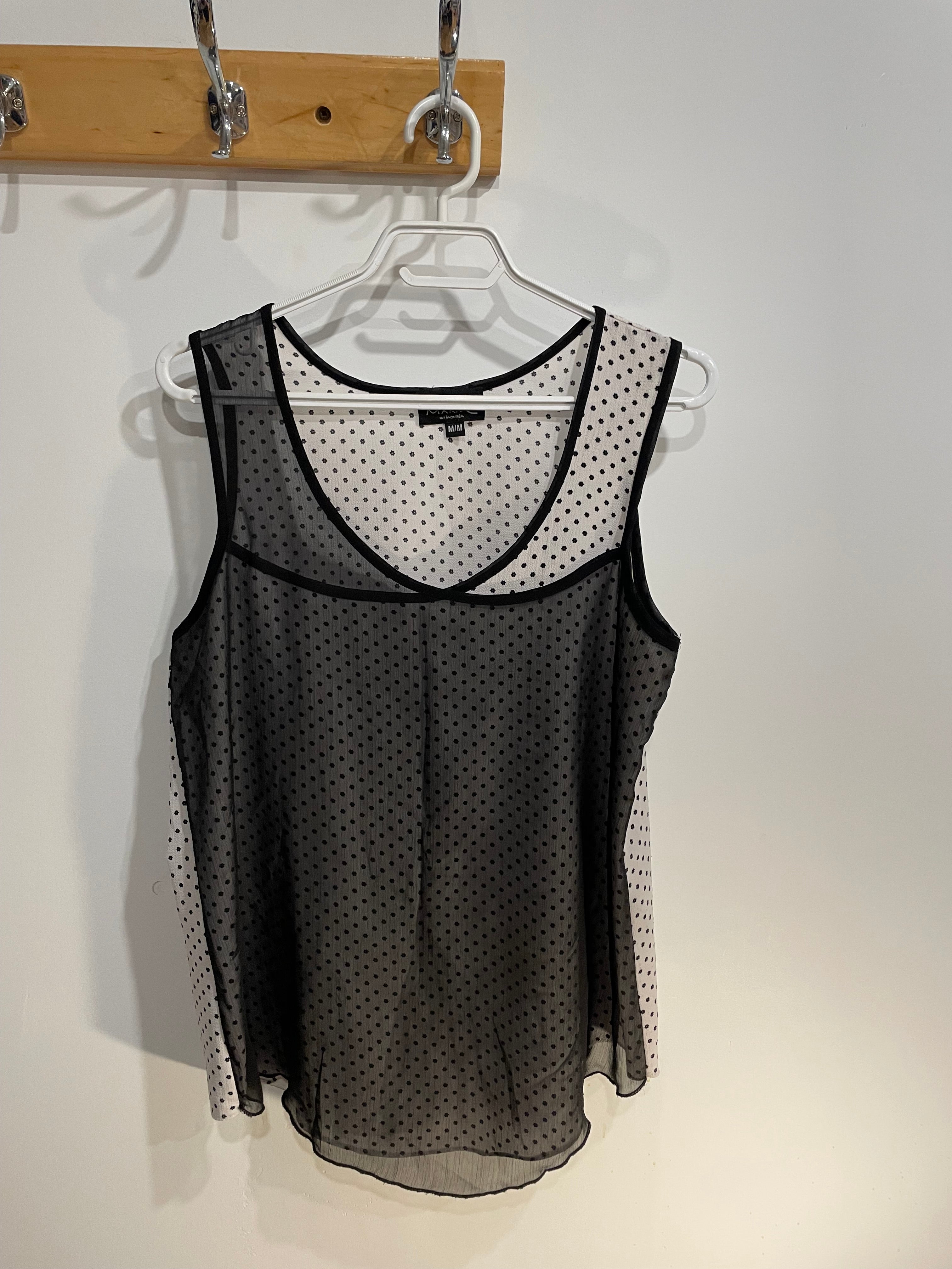 Camisole noire et blanche avec voilage / Marie C / Taille medium