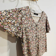 Chemise fleuri, manches courtes à volants / Paper Moon /Taille Medium