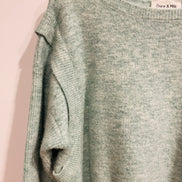 Chandail tricot vert menthe Grace & Mia - coupe oversize - encolure ronde - Taille Medium