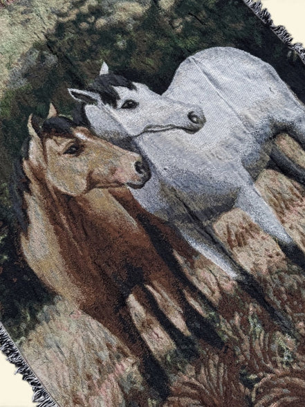 Couverture tissée / chevaux