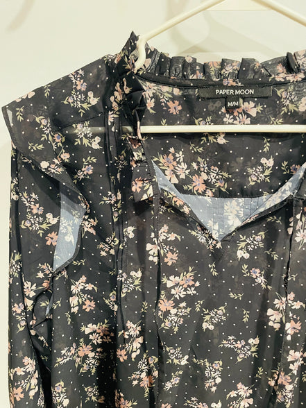 Blouse légère motif floral et manches longues - Paper Moon - taille médium