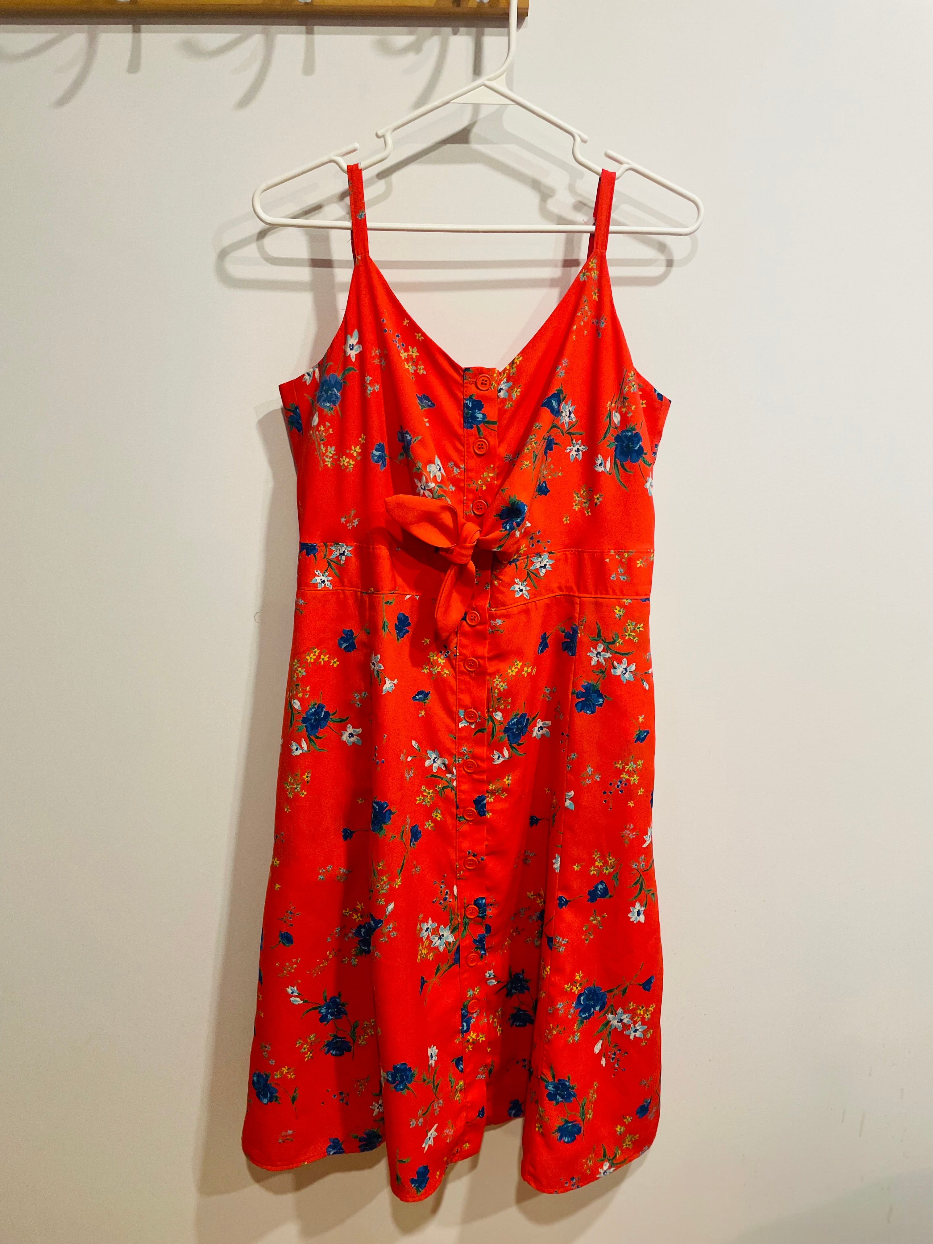 Robe  mi-longue rose fleurie - Annie 50 - Taille Medium