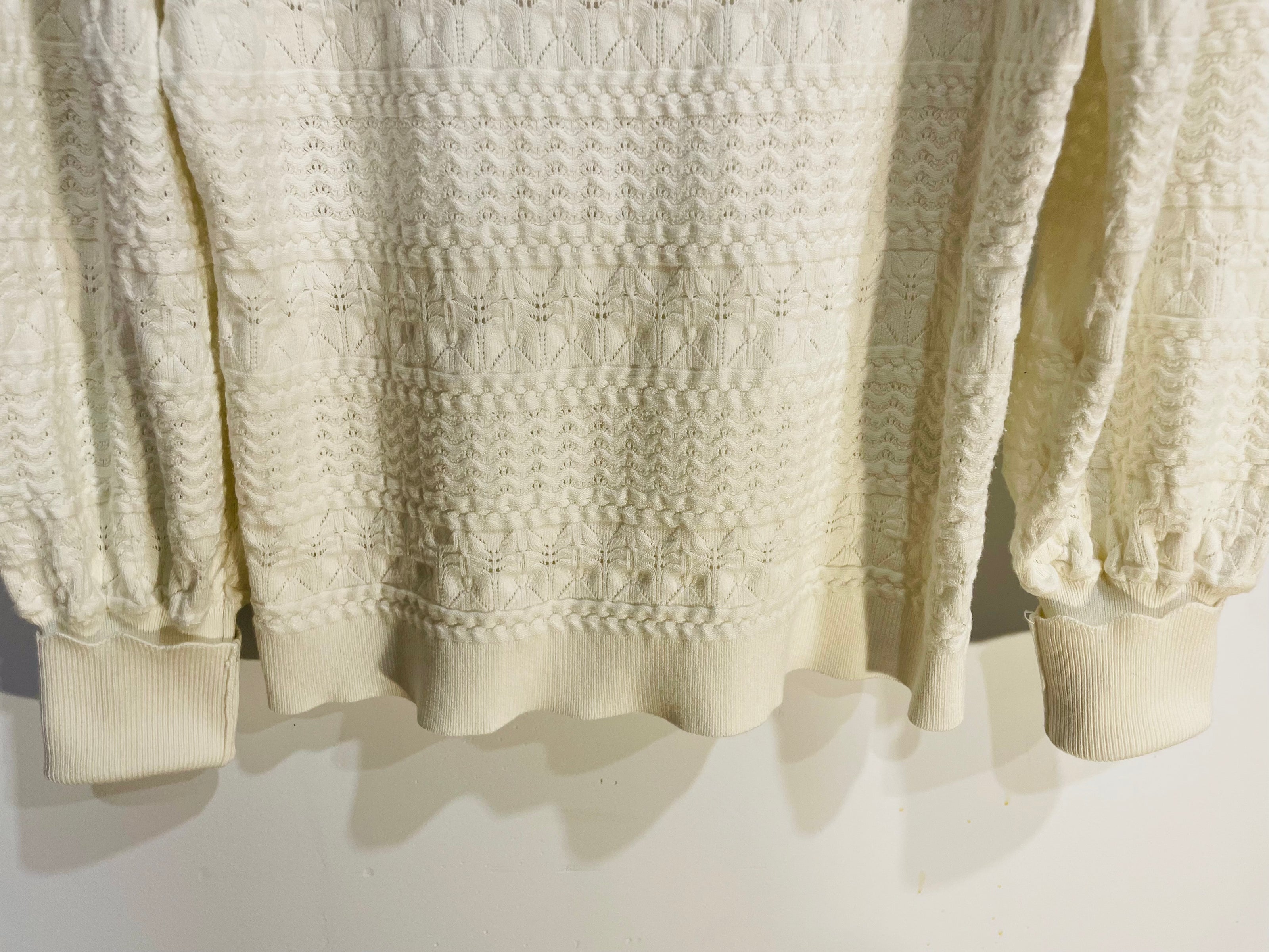 Chandail manches longues, blanc aspect dentelle / RW&CO / taille small