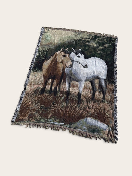 Couverture tissée / chevaux