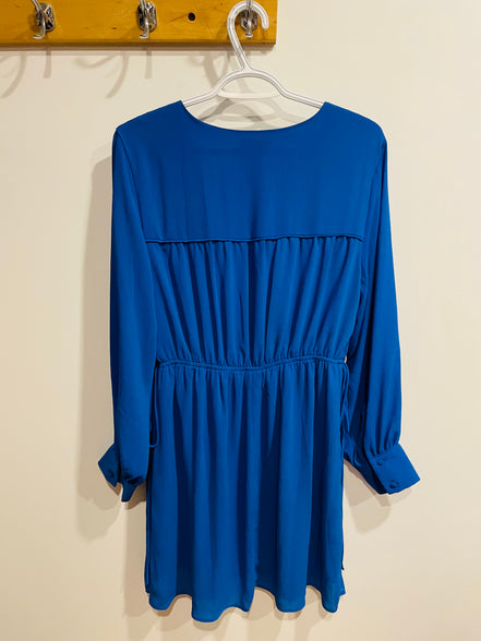 Robe bleue - manche longue - col en V - H&M - Taille Medium