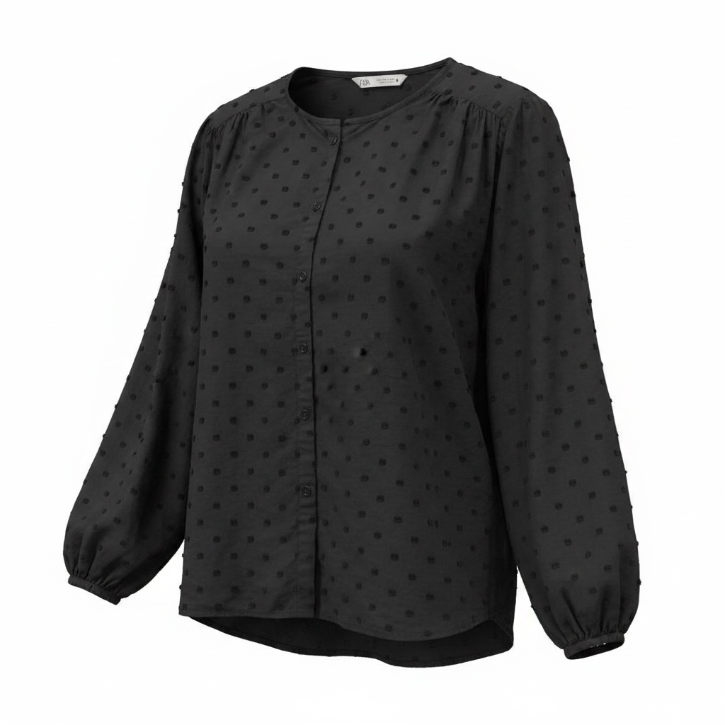 Haut noir et picots, manches longues / Zara / taille Large
