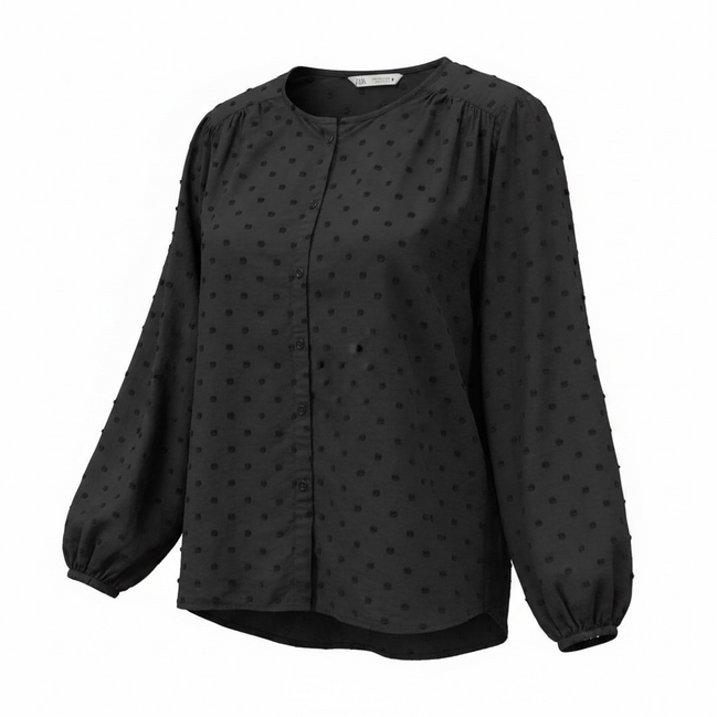 Haut noir et picots, manches longues / Zara / taille Large