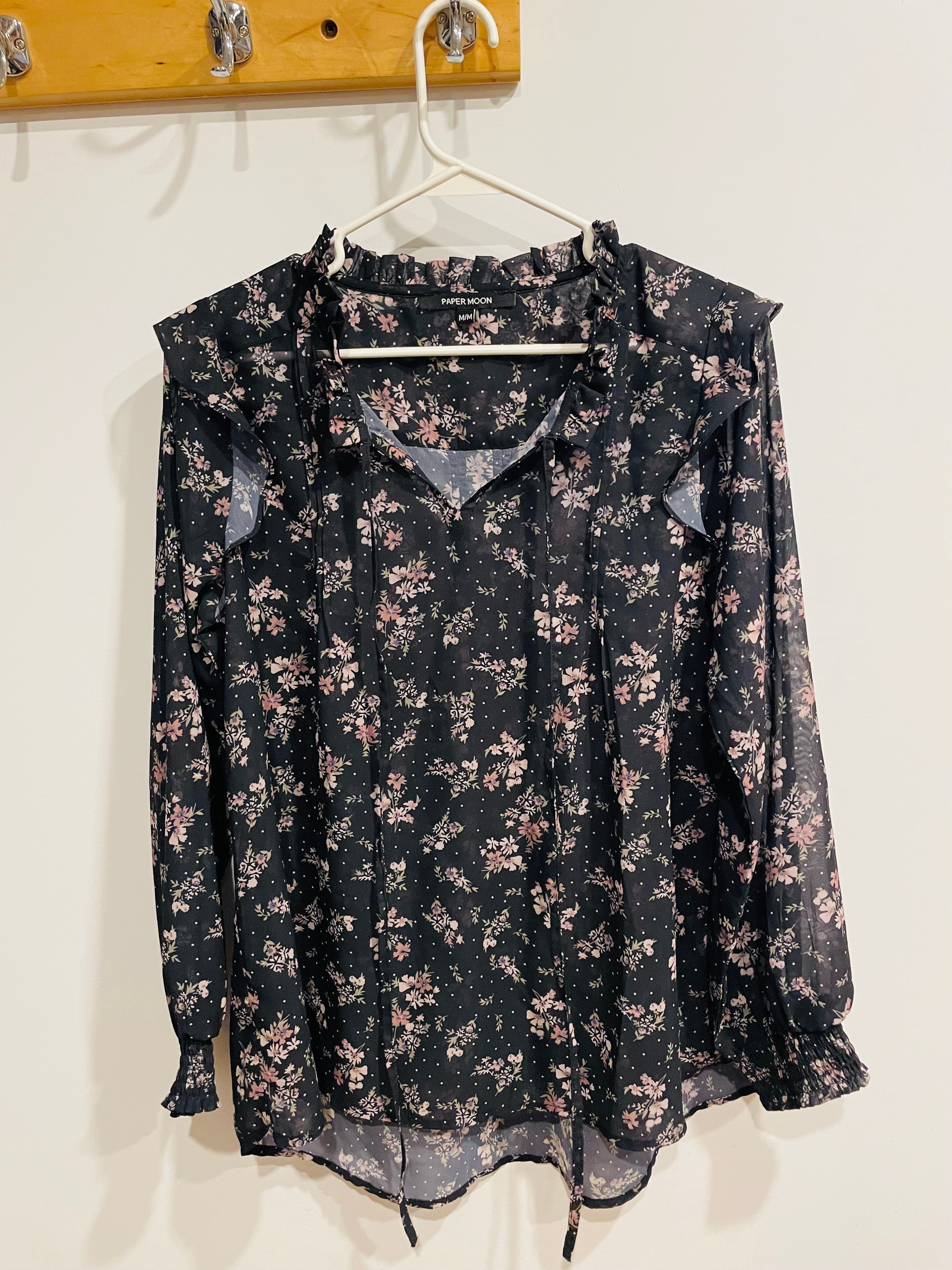 Blouse légère motif floral et manches longues - Paper Moon - taille médium