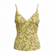 Camisole florale jaune soleil - imprimé fleurs roses - bretelles fines - encolure V - Taille XS - RW&CO